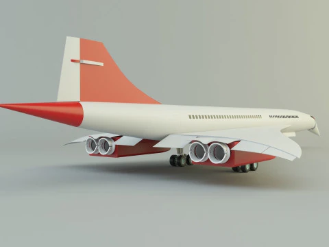 Concorde passenger plane model 3D Model