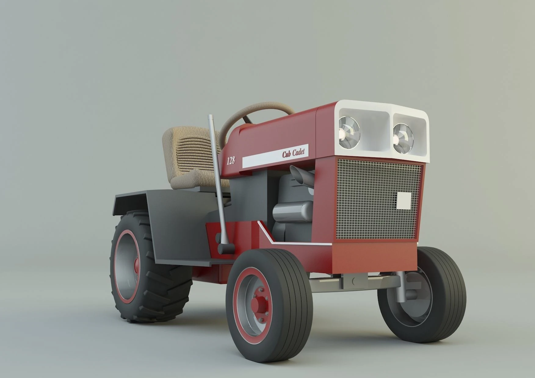 Cub Cadet 128 tractor 3D Model .c4d .max .obj .3ds .fbx .stl .blend 