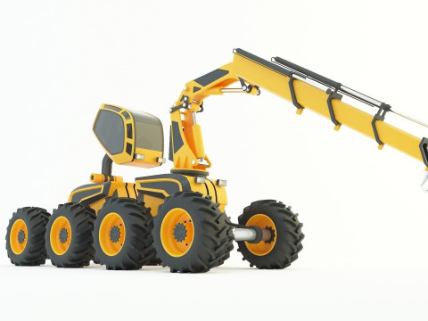 Feller Buncher forest all-terrain vehicle 3D Модель