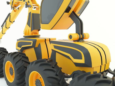 Feller Buncher forest all-terrain vehicle 3D मॉडल