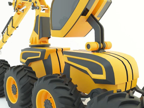 Feller Buncher forest all-terrain vehicle 3D Model