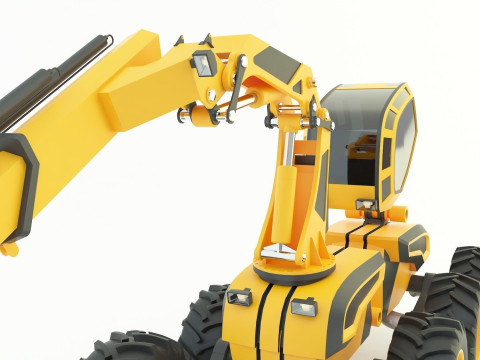 Feller Buncher forest all-terrain vehicle 3D मॉडल