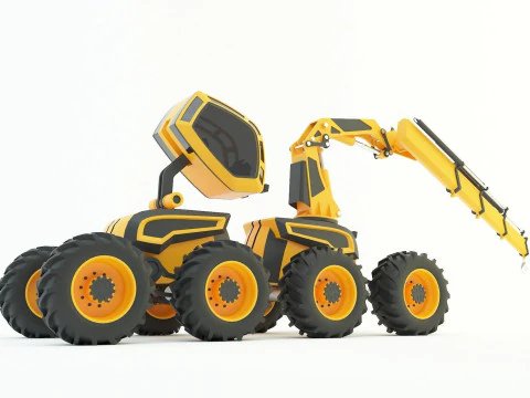 Feller Buncher forest all-terrain vehicle 3D Model