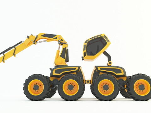 Feller Buncher forest all-terrain vehicle 3D मॉडल