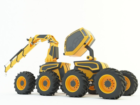 Feller Buncher forest all-terrain vehicle 3D मॉडल