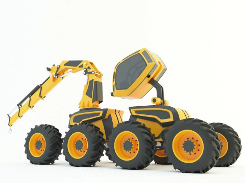 Feller Buncher forest all-terrain vehicle 3D Model