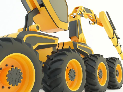 Feller Buncher forest all-terrain vehicle 3D Model