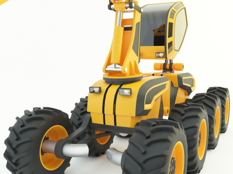 Feller Buncher forest all-terrain vehicle 3D मॉडल