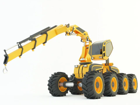 Feller Buncher forest all-terrain vehicle 3D Model