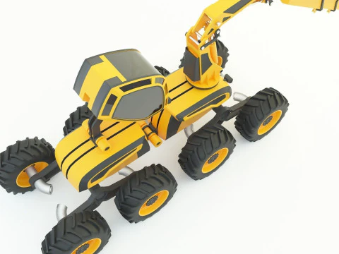 Feller Buncher forest all-terrain vehicle 3D Model