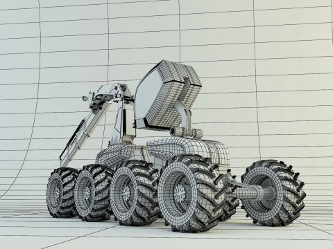 Feller Buncher forest all-terrain vehicle 3D Model