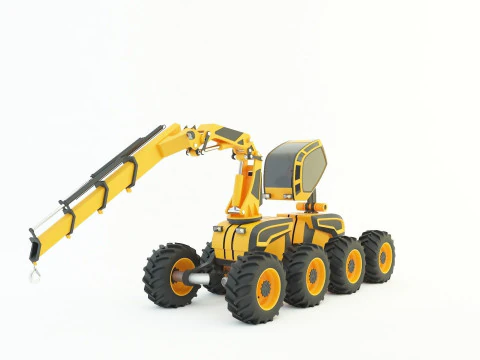 Feller Buncher forest all-terrain vehicle 3D Model