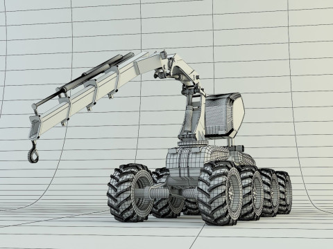 Feller Buncher forest all-terrain vehicle 3D मॉडल
