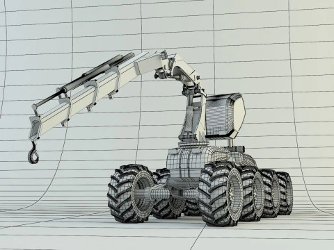 Feller Buncher forest all-terrain vehicle 3D Model