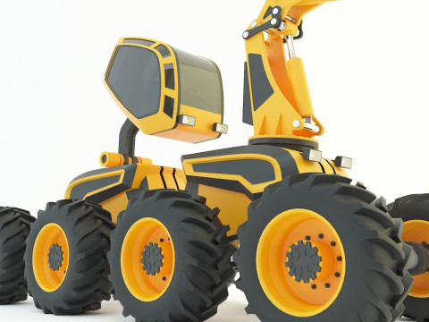 Feller Buncher forest all-terrain vehicle 3D मॉडल