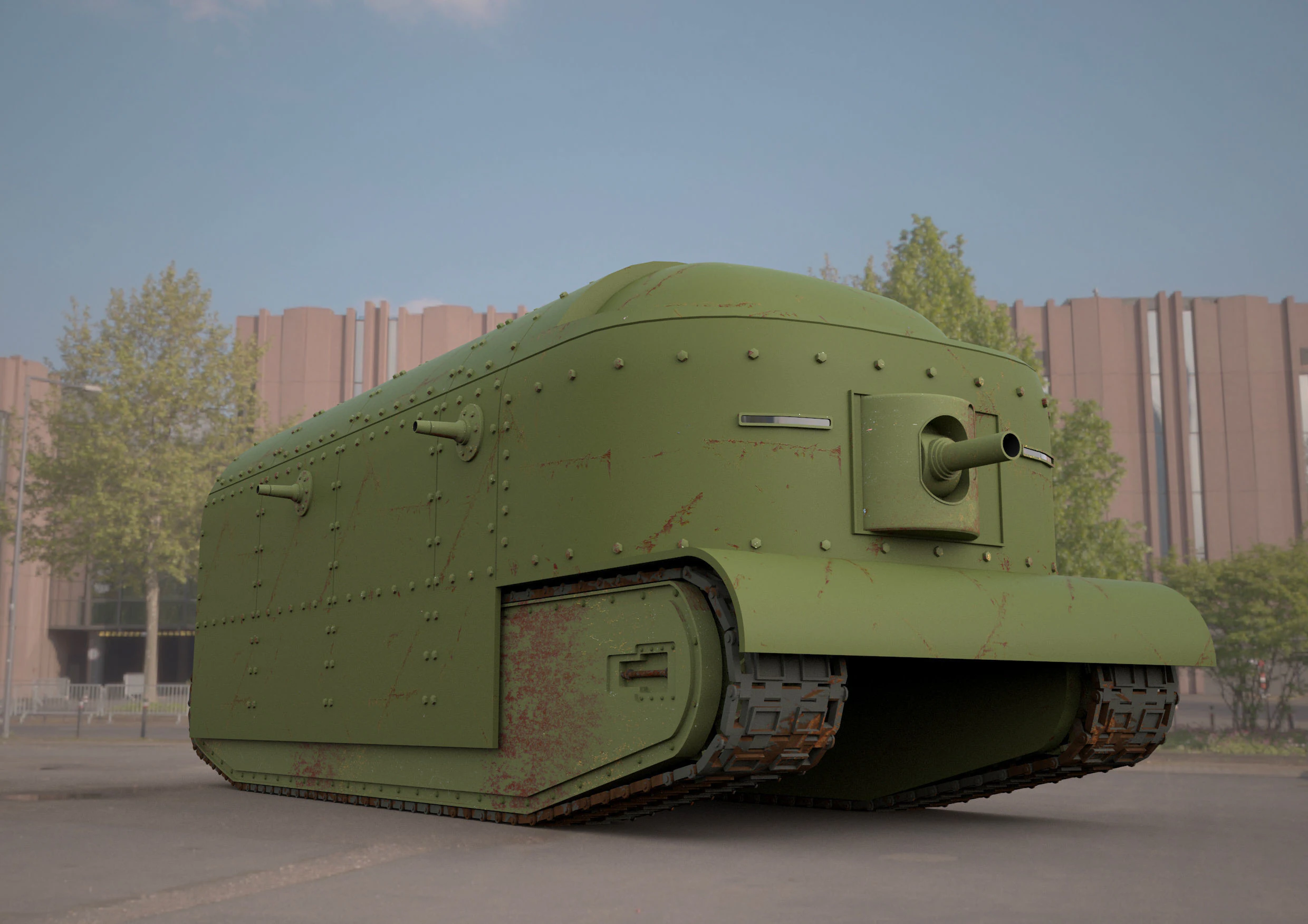 Flying elephant tank 3D Model .c4d .max .obj .3ds .fbx .stl .blend