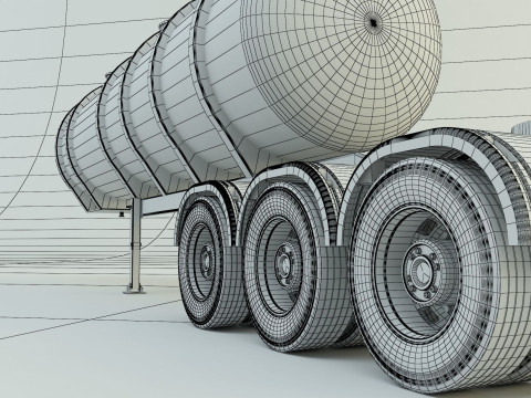 Fuel tank truck trailer model Modèle 3D