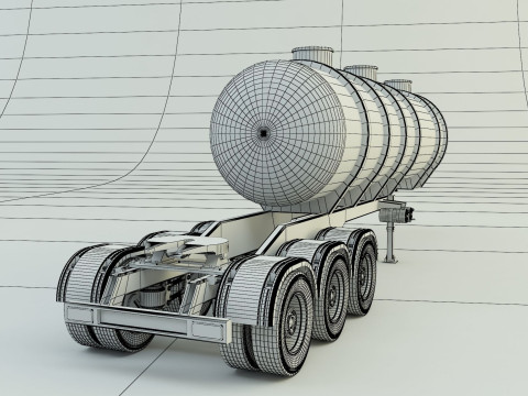 Fuel tank truck trailer model Modèle 3D