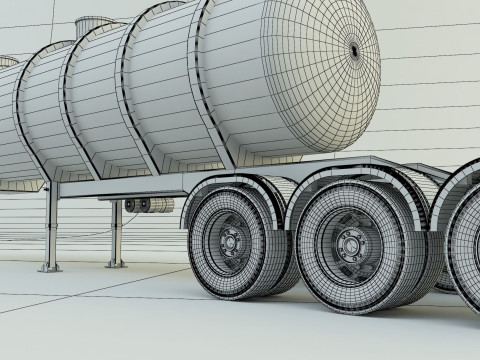 Fuel tank truck trailer model Modèle 3D