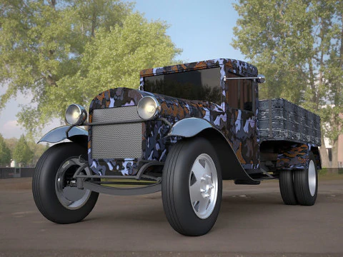 Camion de v&eacute;hicule fourgon vintage Gaz-aa Modèle 3D