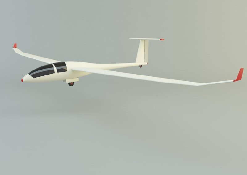 Glider plane small plane Model 3D .c4d .max .obj .3ds .fbx .stl .blend 
