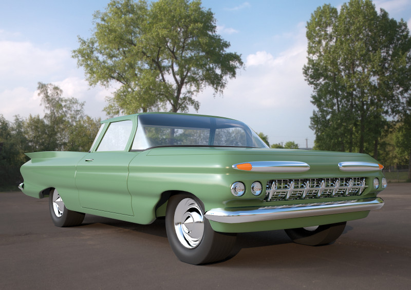 Green classic car Model 3D .c4d .max .obj .3ds .fbx .stl .blend 