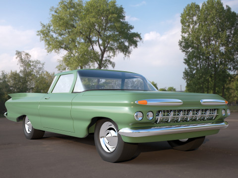 Green classic car 3D 模型