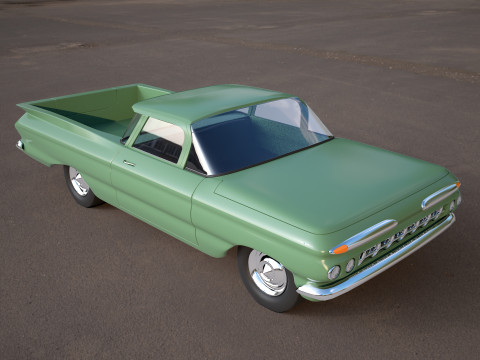 Green classic car Model 3D