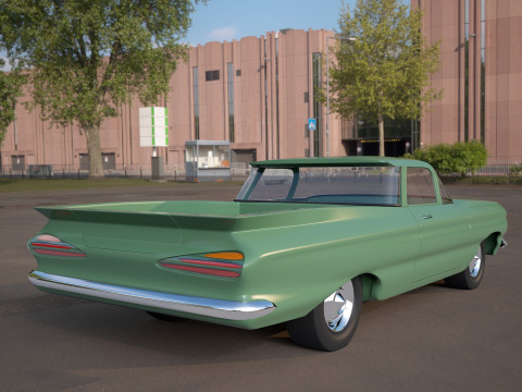 Green classic car Model 3D
