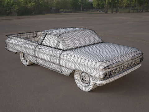 Green classic car Model 3D