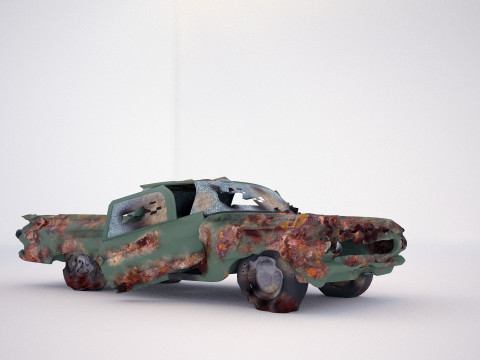 Green classic smashed car Modelo 3D