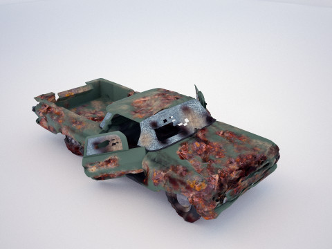 Green classic smashed car Modelo 3D