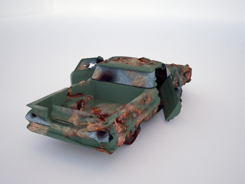 Green classic smashed car Modelo 3D