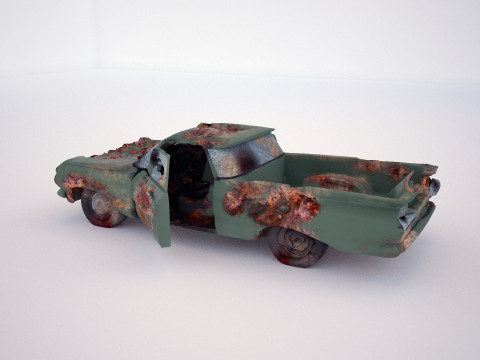 Green classic smashed car Modelo 3D