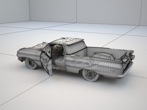 Green classic smashed car Modelo 3D