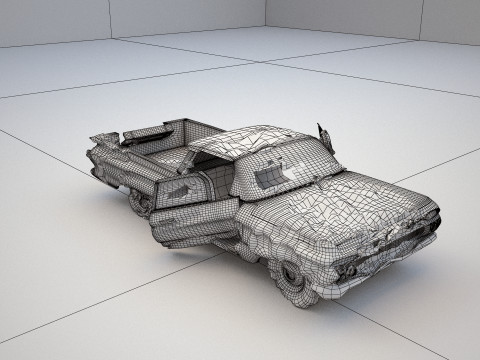 Green classic smashed car Modelo 3D