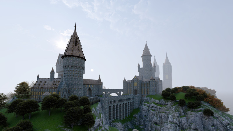 Hogwarts castle in minecraft 3D मॉडल .c4d .max .obj .3ds .fbx .stl .blend 