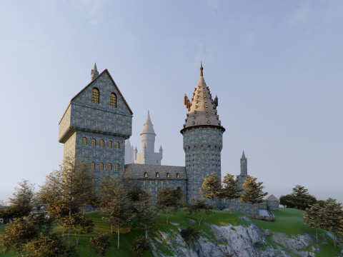Hogwarts castle in minecraft 3D मॉडल
