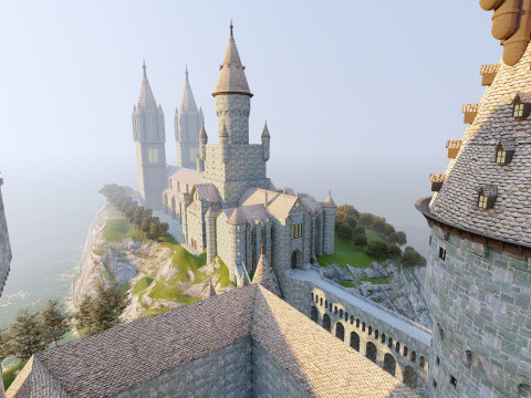 Hogwarts castle in minecraft 3D मॉडल