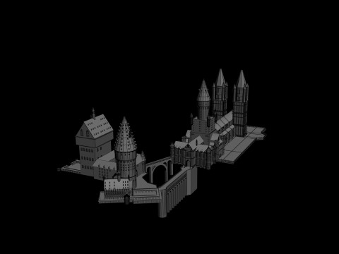 Hogwarts castle in minecraft 3D मॉडल