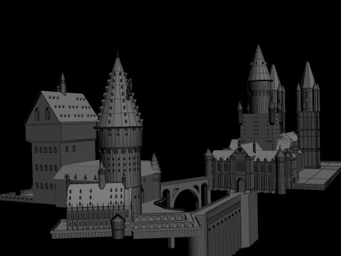 Hogwarts castle in minecraft 3D मॉडल