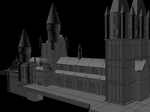 Hogwarts castle in minecraft 3D मॉडल