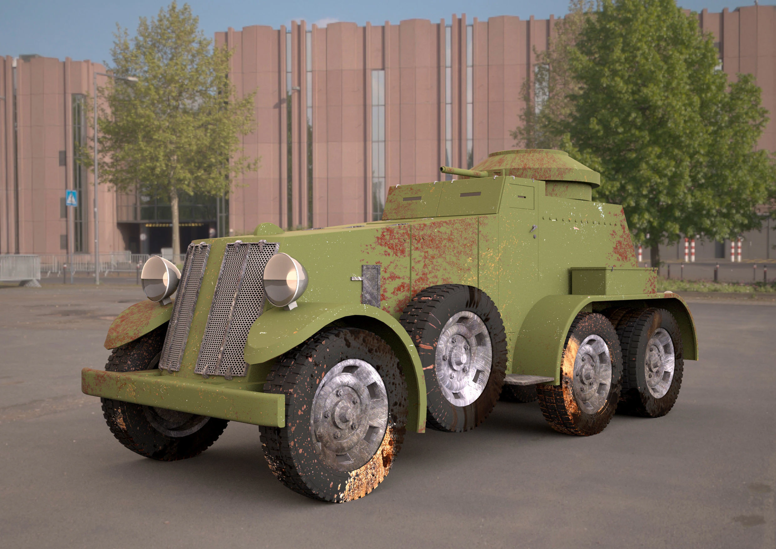 M1 Armored Car 3D Model .c4d .max .obj .3ds .fbx .stl .blend 