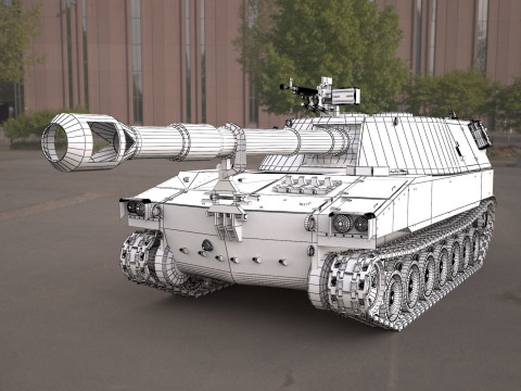 M109 howitzer 155mm tank Modello 3D