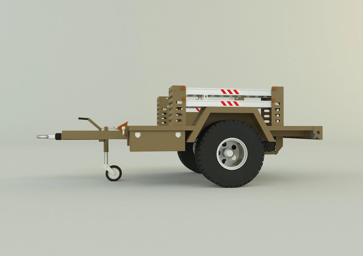 Military trailer model 3D Model .c4d .max .obj .3ds .fbx .stl .blend 
