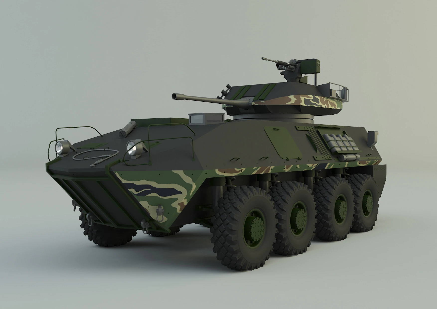 Military vehicle with LAV-25 tires 3D Model .c4d .max .obj .3ds .fbx .stl .blend 