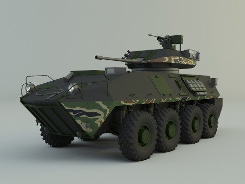 Military vehicle with LAV-25 tires 3Dモデル