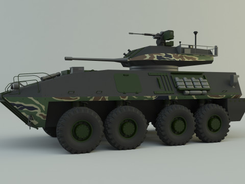Military vehicle with LAV-25 tires 3D 模型