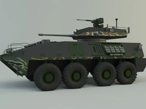 Military vehicle with LAV-25 tires 3D Model