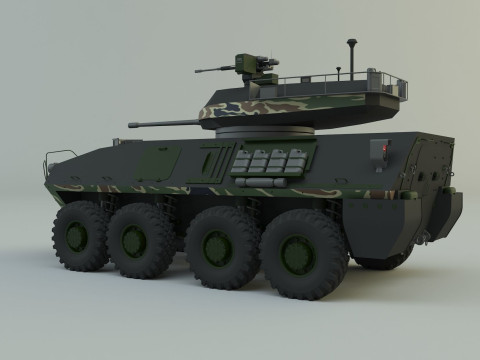 Military vehicle with LAV-25 tires 3D 模型